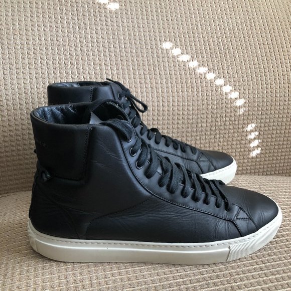 Givenchy Paris 17 Men's High Top Lace Up Leather Black Sneakers - Picture 1 of 12